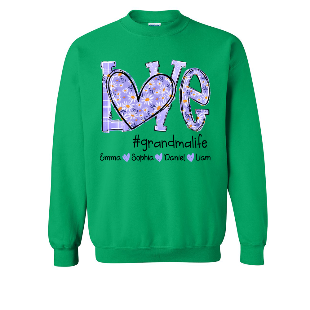 Love Daisy Purple Grandma Life With Kids TH Sweatshirt