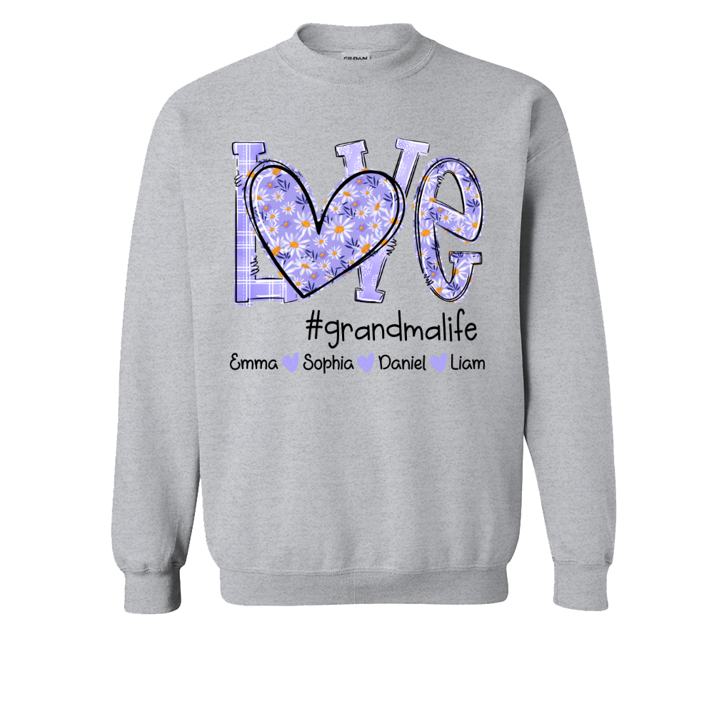 Love Daisy Purple Grandma Life With Kids TH Sweatshirt
