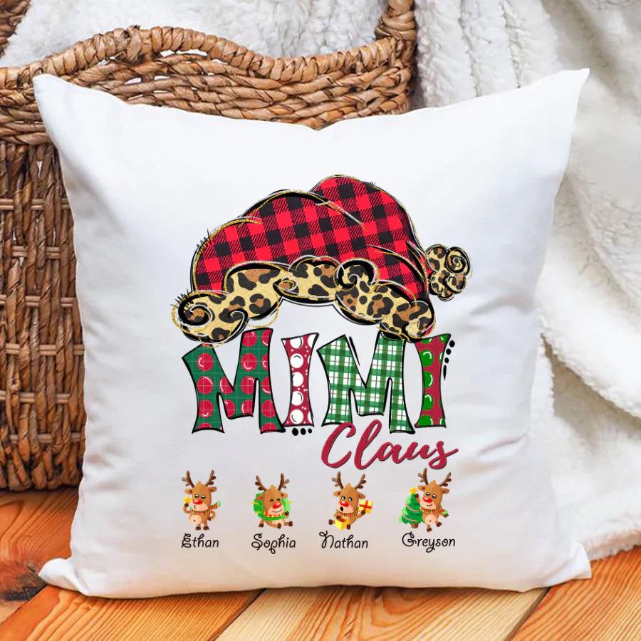 Mimi Claus With Grandkids Names Christmas Reindeer Indoor Pillow