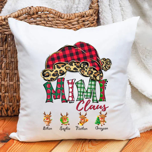Mimi Claus With Grandkids Names Christmas Reindeer Indoor Pillow