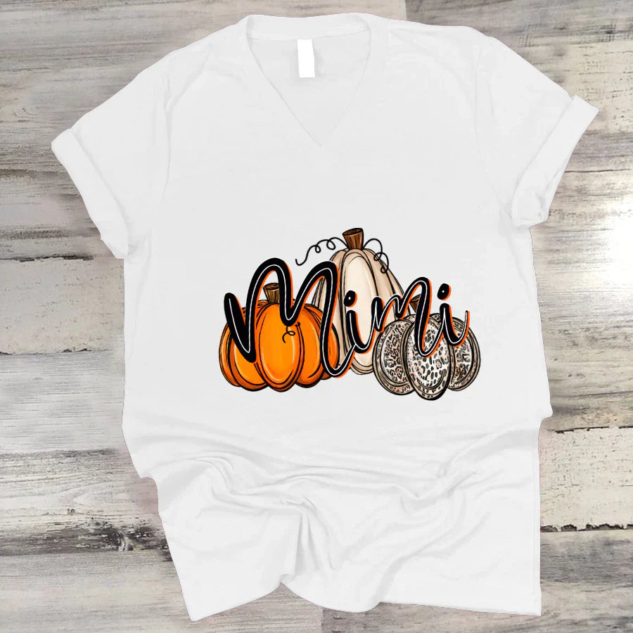 Mimi Pumpkin Leopard Autumn V-Neck