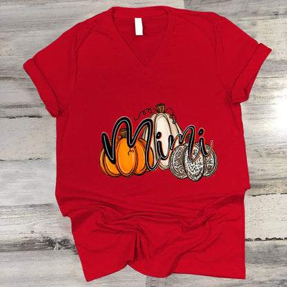 Mimi Pumpkin Leopard Autumn V-Neck