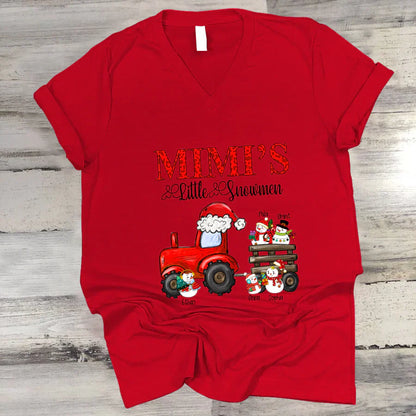 Mimi's Little Snowmen Trator Christmas V-Neck