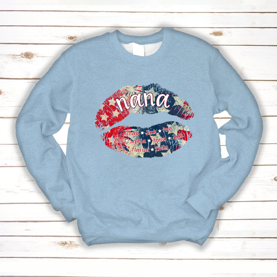 Nana Grandma American Flag Lips Sweatshirt