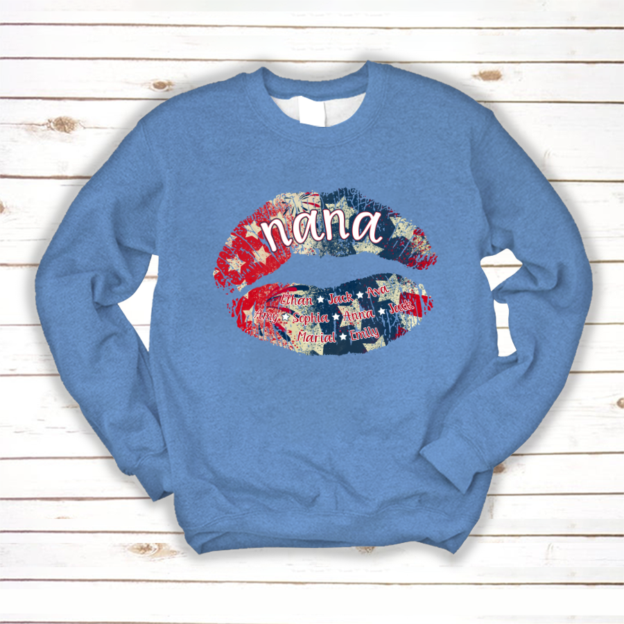 Nana Grandma American Flag Lips Sweatshirt