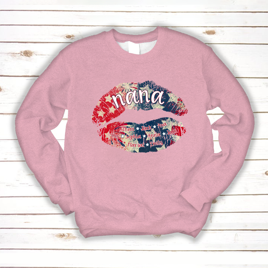 Nana Grandma American Flag Lips Sweatshirt