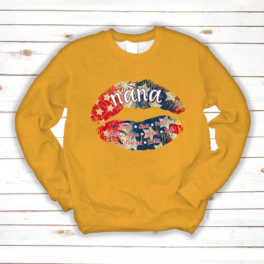 Nana Grandma American Flag Lips Sweatshirt