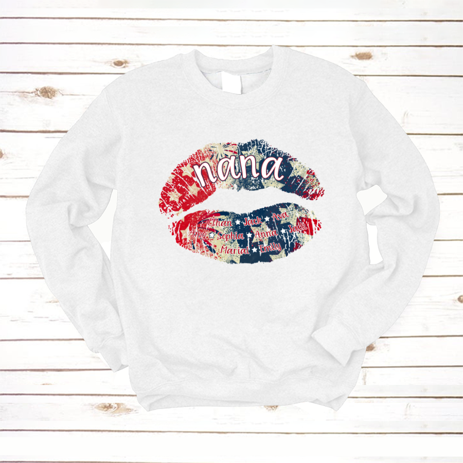 Nana Grandma American Flag Lips Sweatshirt
