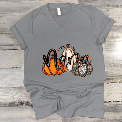 Nana Pumpkins Leopard Autumn V-Neck