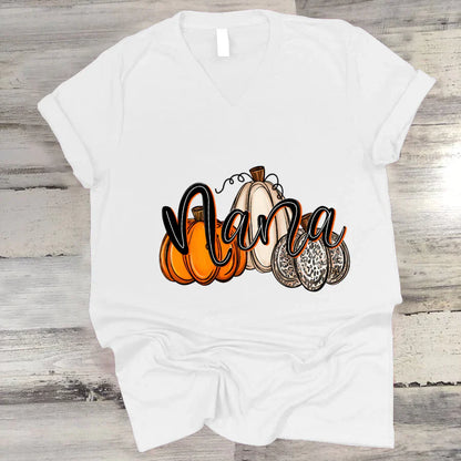 Nana Pumpkins Leopard Autumn V-Neck