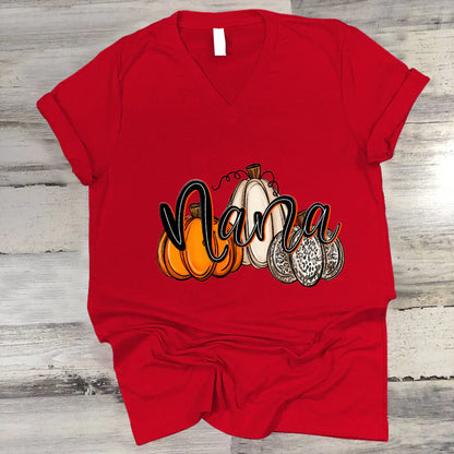 Nana Pumpkins Leopard Autumn V-Neck