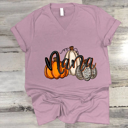 Nana Pumpkins Leopard Autumn V-Neck