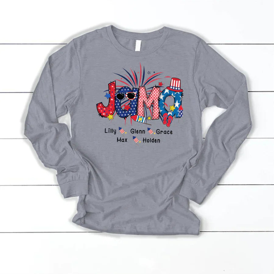 Patriotic Doodle 4th Of Jama Babi And Grandkid CTH01 Longsleeve