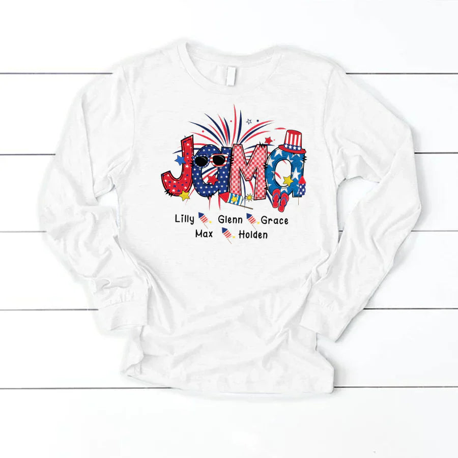 Patriotic Doodle 4th Of Jama Babi And Grandkid CTH01 Longsleeve