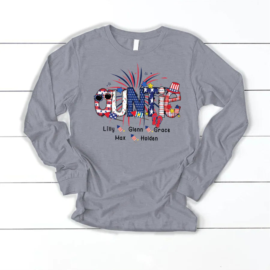 Patriotic Doodle 4th Of July Auntie And Grandkid CTH01 Longsleeve