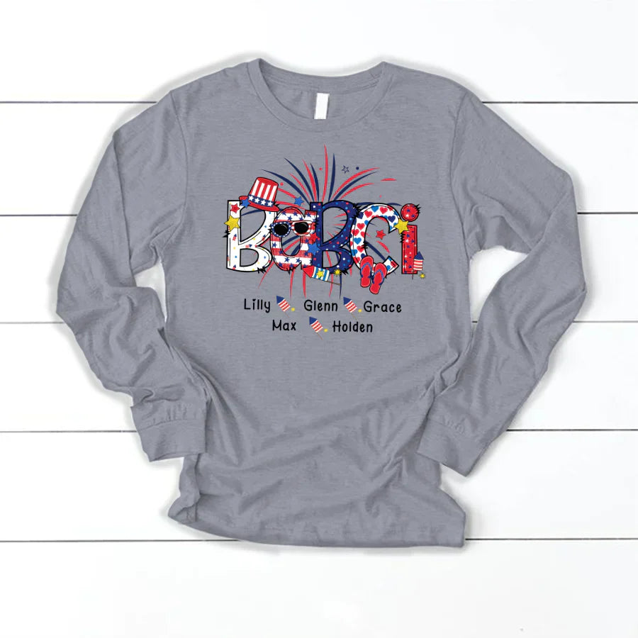 Patriotic Doodle 4th Of July Babci And Grandkid CTH01 Longsleeve
