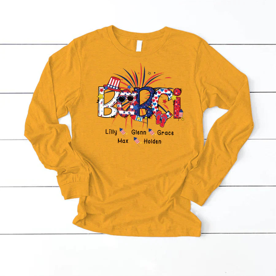 Patriotic Doodle 4th Of July Babci And Grandkid CTH01 Longsleeve