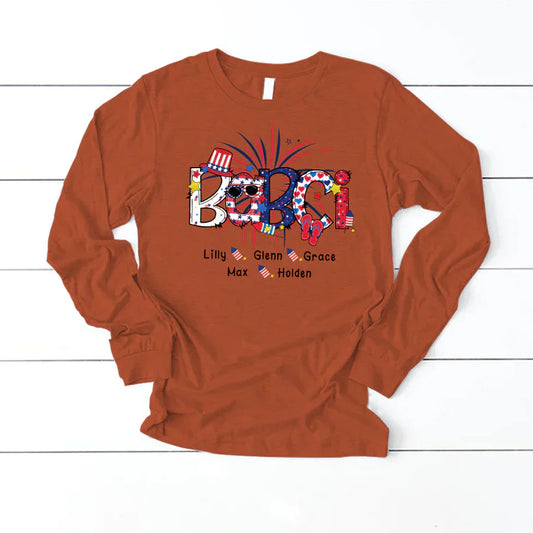 Patriotic Doodle 4th Of July Babci And Grandkid CTH01 Longsleeve