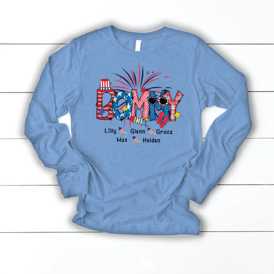 Patriotic Doodle 4th Of July Bammy And Grandkid CTH01 Longsleeve