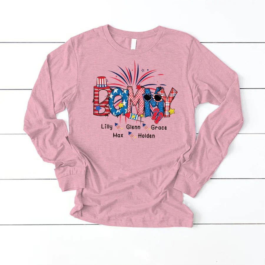 Patriotic Doodle 4th Of July Bammy And Grandkid CTH01 Longsleeve