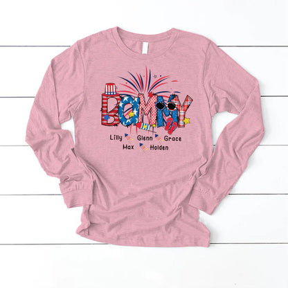 Patriotic Doodle 4th Of July Bammy And Grandkid CTH01 Longsleeve