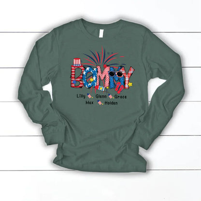 Patriotic Doodle 4th Of July Bammy And Grandkid CTH01 Longsleeve