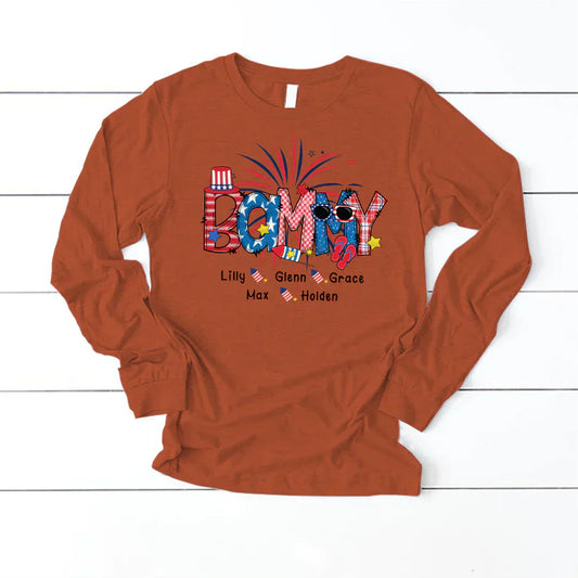 Patriotic Doodle 4th Of July Bammy And Grandkid CTH01 Longsleeve