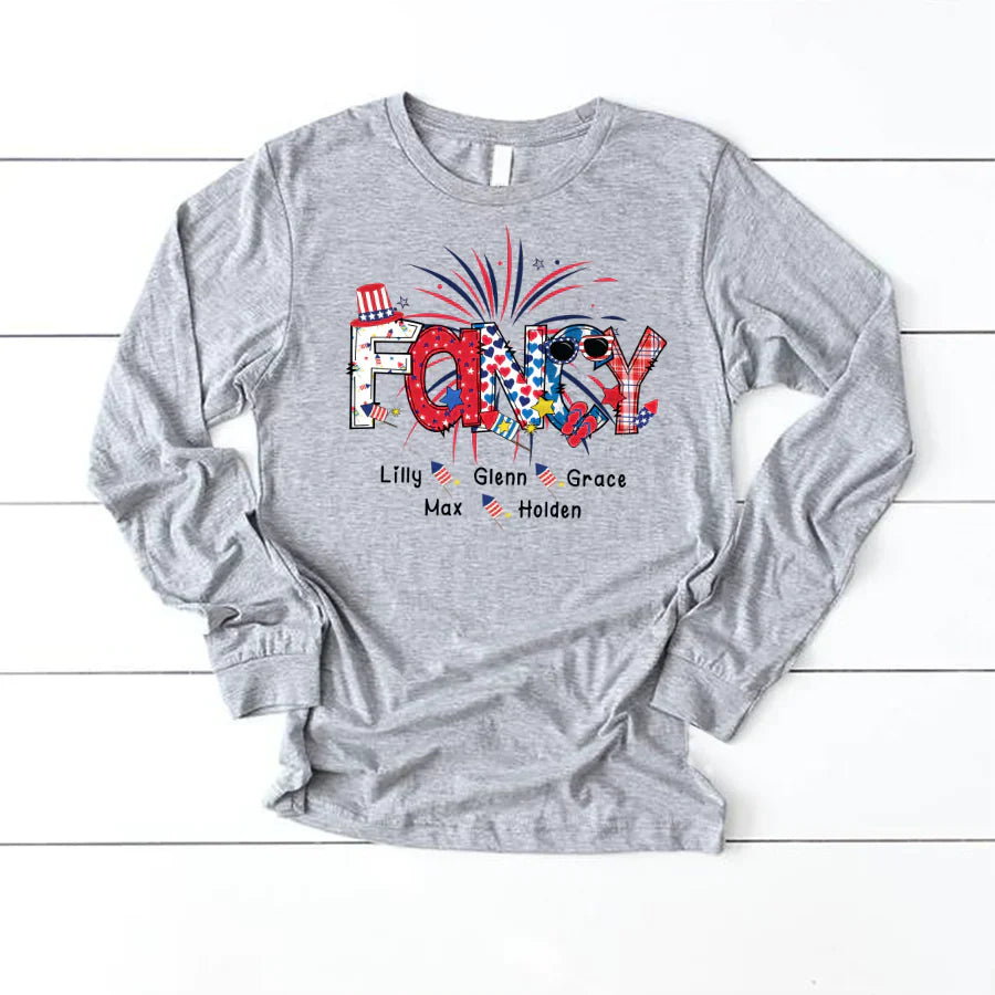 Patriotic Doodle 4th Of July Fancy And Grandkid CTH01 Longsleeve