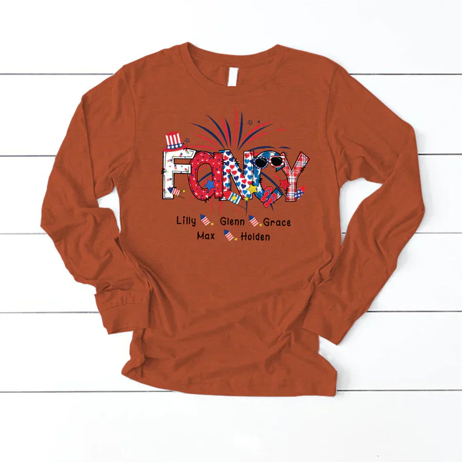 Patriotic Doodle 4th Of July Fancy And Grandkid CTH01 Longsleeve