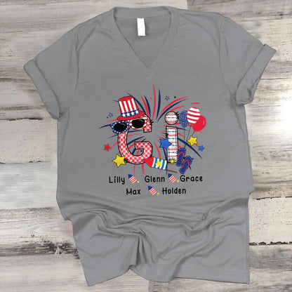 Patriotic Doodle 4th Of July Gi And Grandkid CTH01 V-Neck