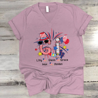 Patriotic Doodle 4th Of July Gi And Grandkid CTH01 V-Neck
