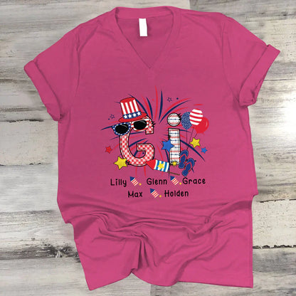 Patriotic Doodle 4th Of July Gi And Grandkid CTH01 V-Neck