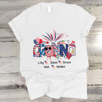 Patriotic Doodle 4th Of July Granna And Grandkid CTH01 V-Neck