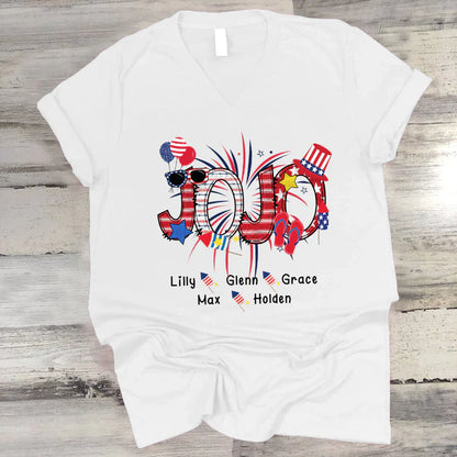 Patriotic Doodle 4th Of July JoJo And Grandkid CTH01 V-Neck