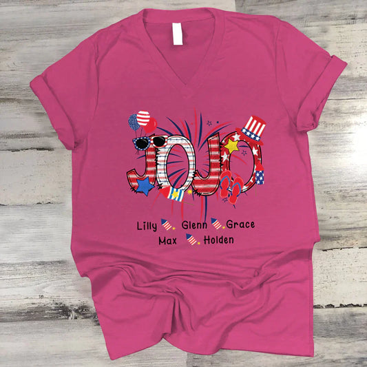 Patriotic Doodle 4th Of July JoJo And Grandkid CTH01 V-Neck