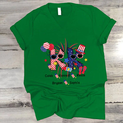 Patriotic Doodle 4th Of July KK And Grandkid CTH01 V-Neck