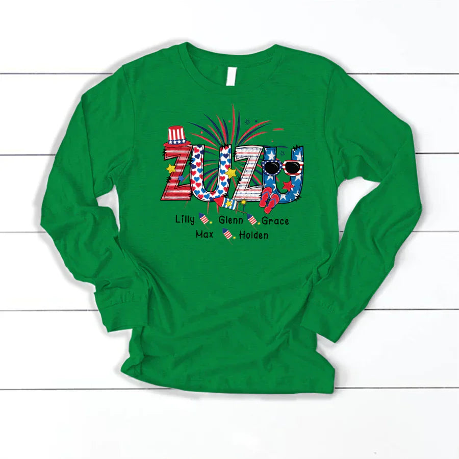 Patriotic Doodle 4th Of July Zuzu And Grandkid CTH01 Longsleeve