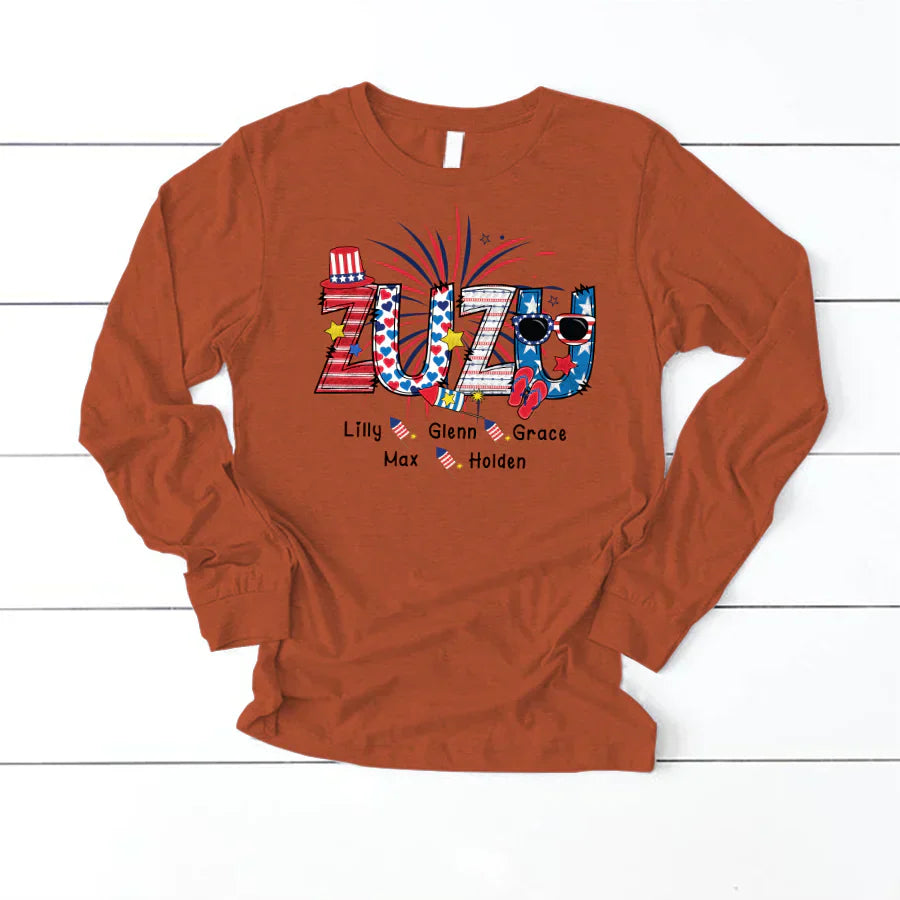 Patriotic Doodle 4th Of July Zuzu And Grandkid CTH01 Longsleeve