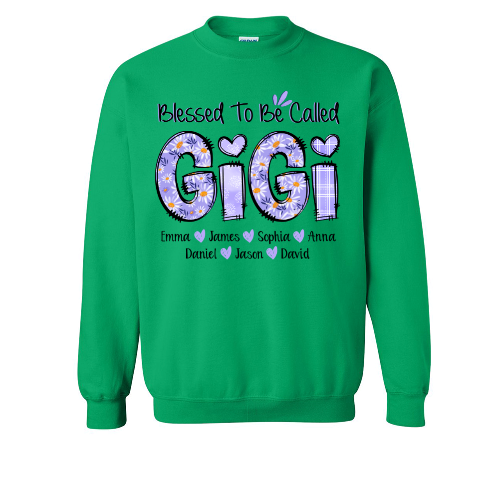 Personalized Blessed To Be Called Gigi Purple With Kids TH Sweatshirt