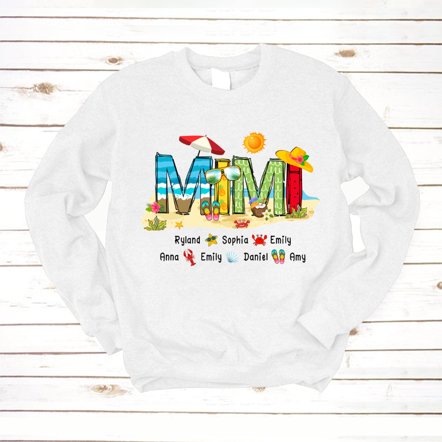 Personalized Mimi Summer Beach Color Kid Names Custom Sweatshirt