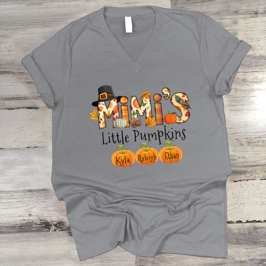 Personalized Mimi's Little Pumpkins Autumn Doodle Alphabet V-Neck