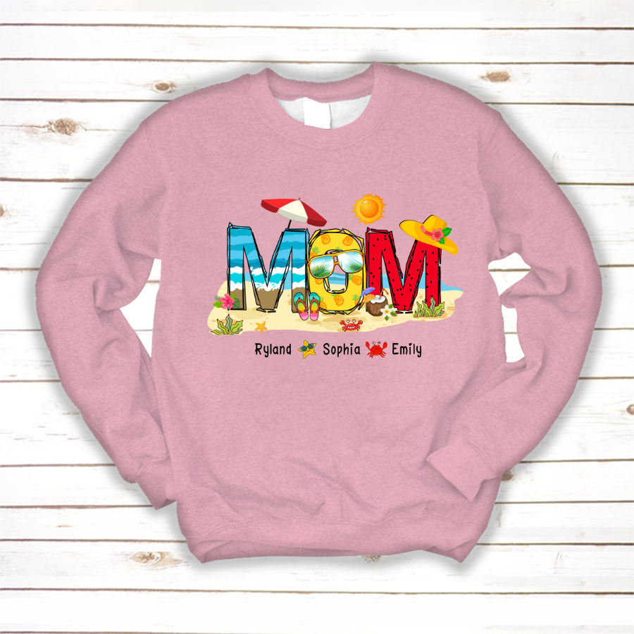 Personalized Nana Grandma Summer Beach Color Kid Names Custom Sweatshirt