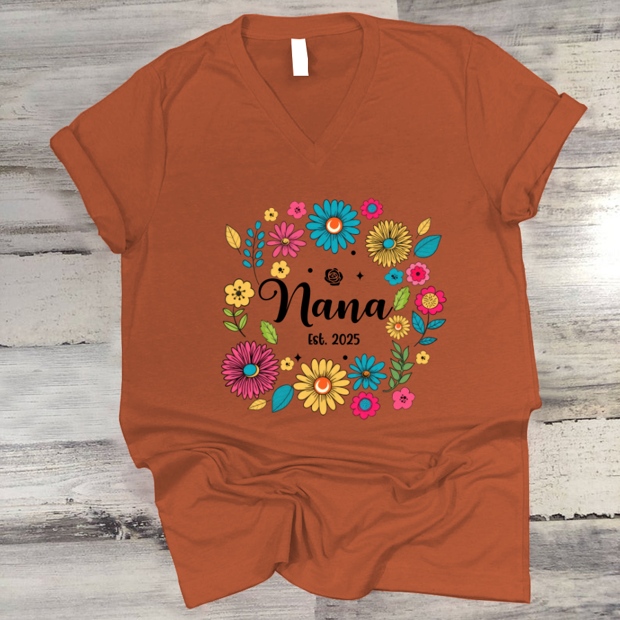 Retro Flower Nana Custom Nana And Est Year Shirt