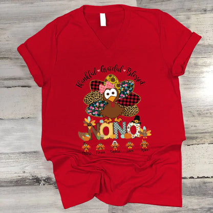 Thankful Greatful Blessed Nana Turkey 2022 V-Neck