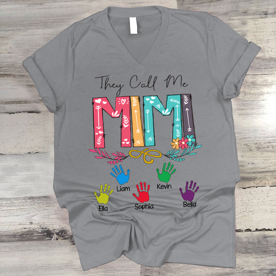They Call Me Mimi Hands Mother's Day V-Neck