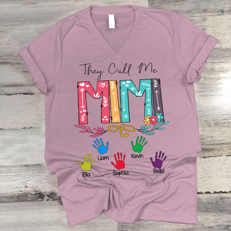 They Call Me Mimi Hands Mother's Day V-Neck