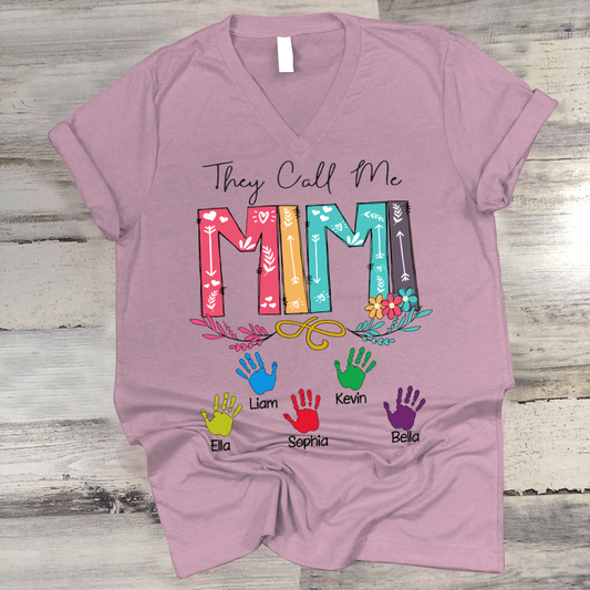They Call Me Mimi Hands Mother's Day V-Neck
