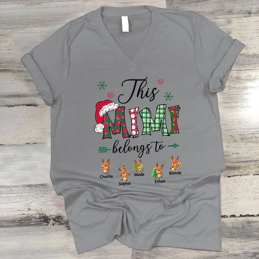 This Mimi Belongs to Christmas Reindeer V-Neck