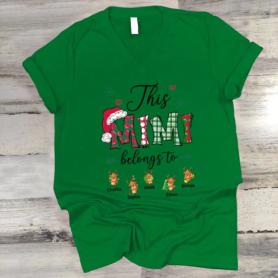 This Mimi Belongs to Christmas Reindeer V-Neck
