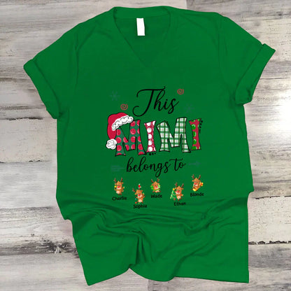 This Mimi Belongs to Christmas Reindeer V-Neck